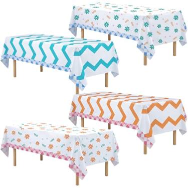 Imagem de Gilprop Pacote com 4 toalhas de mesa italianas para festa de verão 137 x 272 cm, toalha de mesa de plástico descartável à prova d'água para despedida de solteira, festa de aniversário, Last Toast
