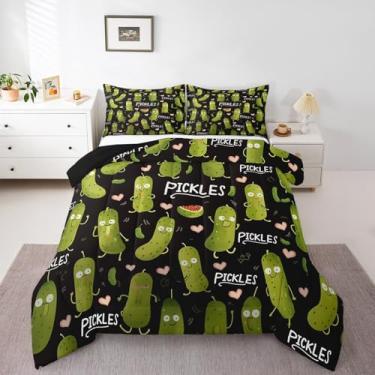 Imagem de Erosebridal Jogo de cama com estampa kawaii, pepino, endro, pickle, decoração de coração, para meninos e meninas e adolescentes