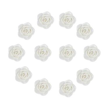 Imagem de Kit C/12 Miçangas em Plástico Flor Rosa Branca 2 cm - Lua Mística