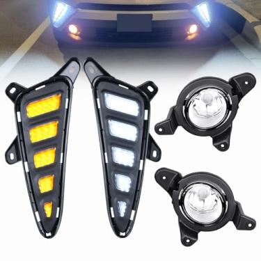 Imagem de Astra Depot Luzes diurnas de LED com seta sequencial dinâmico + kit de lâmpadas de neblina compatível com Toyota C-HR 2016-2019 | seta âmbar DRL branco 6000K, lâmpadas H11, chicote de fiação, relé