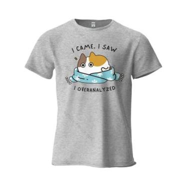 Imagem de Camiseta Gráfica Oversized Com Estampa De Gato Humorística Para Homens
