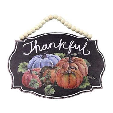 Imagem de Placa de Madeira para Agradecimento Padrão Abóbora Porta da Frente Aros Pendurador Parede Rustic Farmhouse Decoração Festa Interior Casa Ornamento Fes