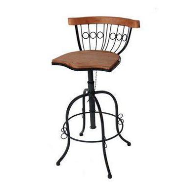 Imagem de Banqueta Bistrô Regulável Ferro e Madeira - 80 cm de altura - Minas Ar
