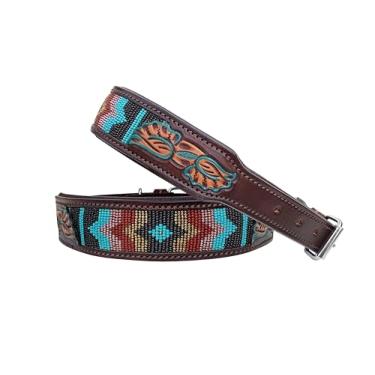 Imagem de Affilare Coleira de couro com contas estilo ocidental acolchoada para conforto 10AB035-L