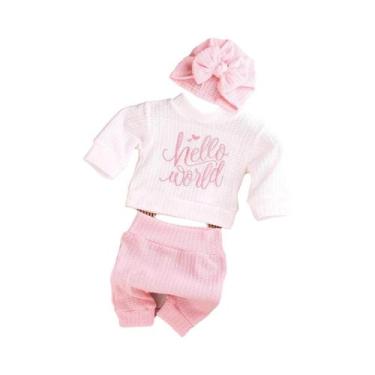 Imagem de Macacão Para Bebê Recém-Nascido Com Chapéu De Laço E Bordado 'Hello', 