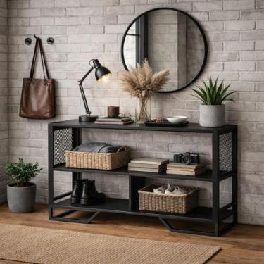 Imagem de Balcão Aparador Estilo Industrial Telado 134cm Lacasamia, Preto