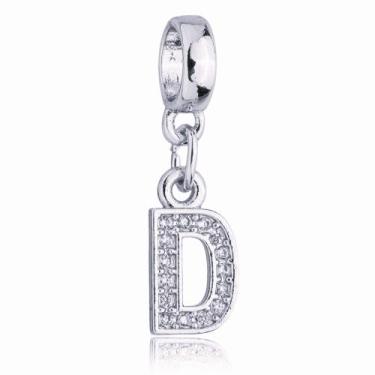 Imagem de Berloque Letra D Cravejada Zircônia Banhado Prata 925 - WORK SEMIJOIAS