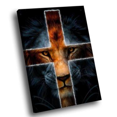 Imagem de Quadro Leão Cruz Br Artes Grande 118x78