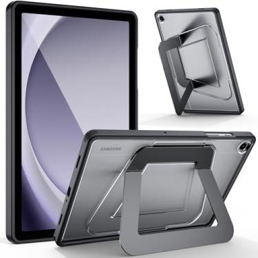 Imagem de JUQITECH Capa para iPad, suporte de metal ultraestável traseira rígida borda macia capa protetora fina com suporte para lápis, preta (preto A11+A9+, 27.9 cm A11+A9+)