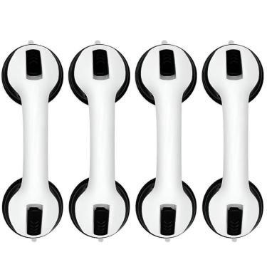 Imagem de Kit 4 Barra De Apoio Com Ventosa Suporte Sanitário Portátil Idosos Deficientes 29x10cm Banheiro Preto