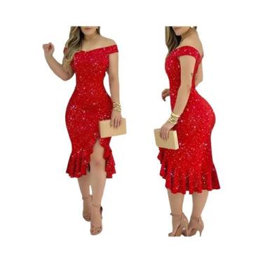 Imagem de Vestido De Festa Elegante Para Mulheres, Sexy, Com Ombros Descidos, Re