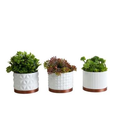 Imagem de Trio Cachepot P - Realce - Galanta, Branco/Cobre