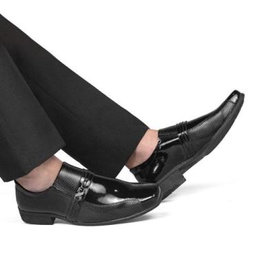 Imagem de Sapato Social Masculino Moderno Sintético Verniz com Elástico Sanloren