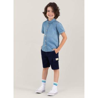 Imagem de Bermuda em sarja infantil menino Brandili Azul-Masculino