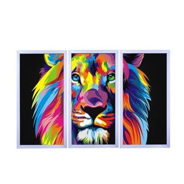 Imagem de Quadros Decorativos em Mosaico com moldura em madeira 103x63 cm e vidr