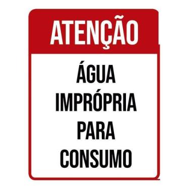 Imagem de Kit 5 Placa Acm Vermelha Atenção Água Imprópria 18X23 - Sinalizo