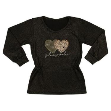 Imagem de Blusa Infantil Look Jeans Manga Longa Preto - 03 - PRETO-Feminino