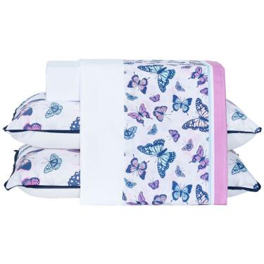 Imagem de Jogo De Cama Lençol Queen Liberte-se Branco Com Fronhas Estampadas 04 Peças - Percal 200 Fios