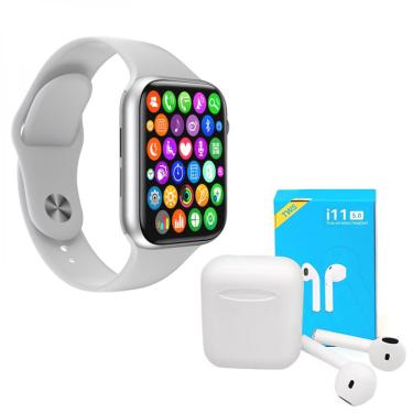 Imagem de Kit 1 SmartWatch IWO 8 Lite Plus Branco +Fone Bt i11 Pro TWS