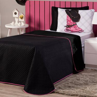 Imagem de Kit Cobre Leito Infantil Solteiro 02 Peças Castela Boiadeira Preto Com Fronha Estampada...