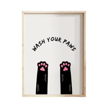 Imagem de Pôster De Arte De Gato Preto Em Tela, Decoração Moderna Para Banheiro,