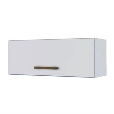 Imagem de Armário Aéreo Compacto Branco Kaiki  Cozinha Planejada com Porta Bascu