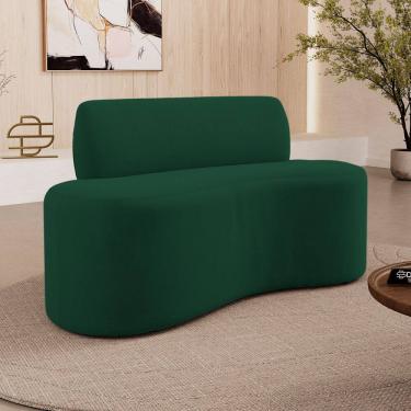 Imagem de Sofá Compacto Moderno Orgânico Sora 100cm Suede Verde - Desk Design