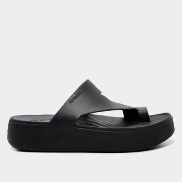 Imagem de Sandália Crocs Getaway Platform Toe Loop Feminina, Preto, 38