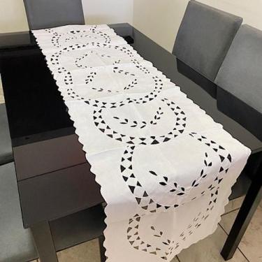 Imagem de Trilho Balcão Bordado Lindíssimo Caseado 1,95 X 0,47 Tecido Oxford - N