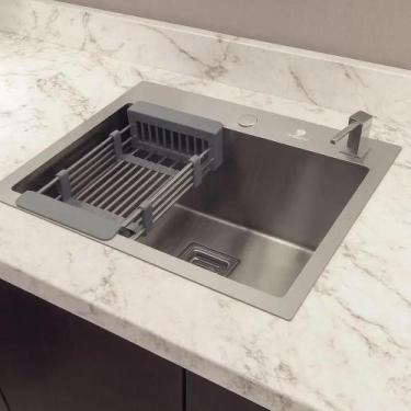 Imagem de Cuba Cozinha Gourmet Quadrada Aço Inox 304 Escovada 60x40cm - Congratu