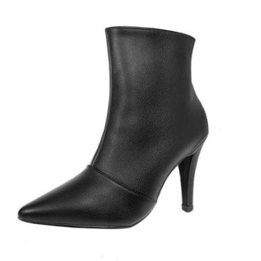 Imagem de Bota Salto Alto Fino Cano Curto Bico Fino Luiza Sobreira Preta-Feminino