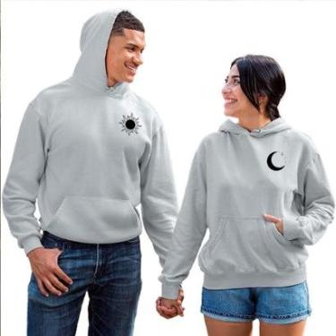 Imagem de Kit Moletom Masculino e Feminino 2 Blusas Canguru com Bolso e Capuz Sol e Lua-Unissex