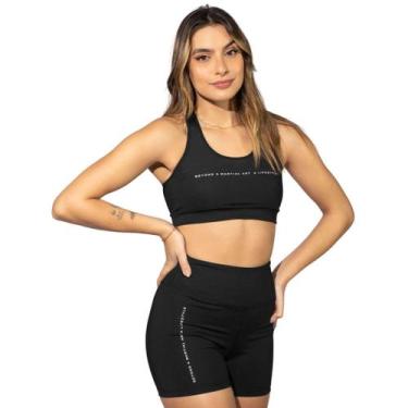 Imagem de Kit Top Feminino + Shorts Academia com Elastano Zero Transparencia Fit