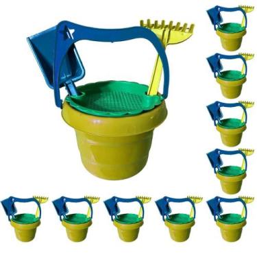 Imagem de Kit 10 Baldinho Praia Piscina Infantil Castelinho Resistente Balde - A