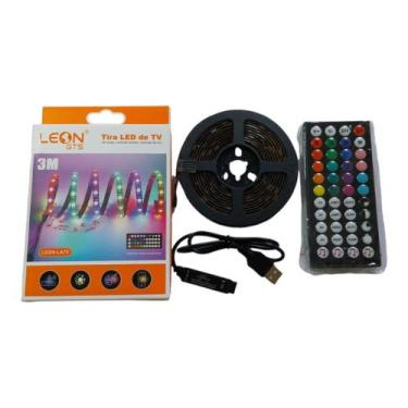 Imagem de Fita led 5050 rgb 3m controle de som musical ligação usb interativo le
