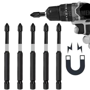 Imagem de Bits Torção Philips Ponteira Parafusadeira PH2 S2 90MM Magnético 5Pçs 
