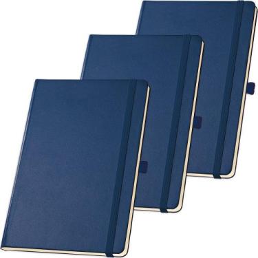 Imagem de Kit 3x Caderneta de Anotações 13,7x21cm 80 Fls Sem Pauta Azul - TopGet