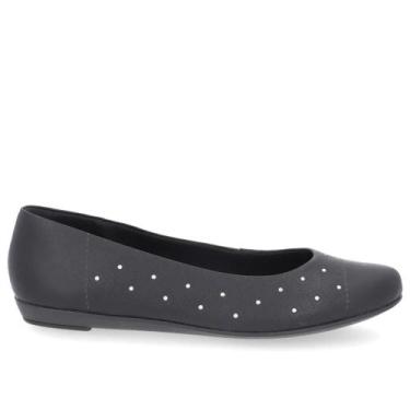 Imagem de Sapatilha detalhe laser strass usaflex couro, Preto, 35