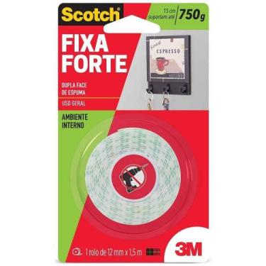 Imagem de Fita Adesiva Dupla Face De Espuma Fixa Forte 12mmx1,5m - Scotch 3m - 3