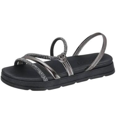 Imagem de Sandália Feminina Flatform Papete Moderna Conforto Moleca, Preto, Blac