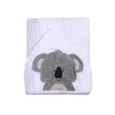 Imagem de Toalha de Banho Bebê Soft Fralda com capuz bordado Papi Friends 90cm x