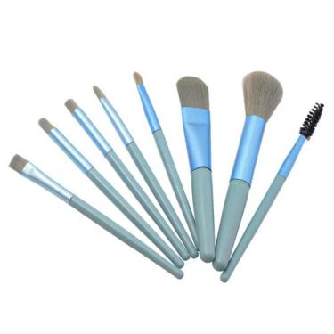 Imagem de Conjunto 8 Pincéis Para Maquiagem Cor:Cinza/Azul - Rodaless, Cinza/Azu