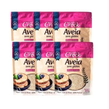 Imagem de Kit 6 Aveia Flocos Finos 200g Sem Glúten Leve Croc