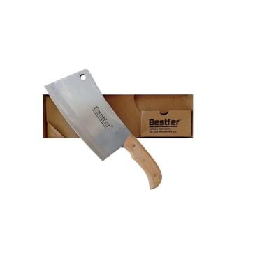 Imagem de Cutelo Profissional BFH1763 Aço Manganês Full Tang 7" Cabo Madeira para Churrasco e Cozinha Bestfer