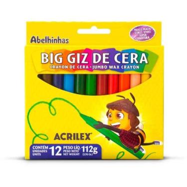 Imagem de Giz de Cera Gizão 12 Cores BIG GIZ Caixa com 12 - Acrilex