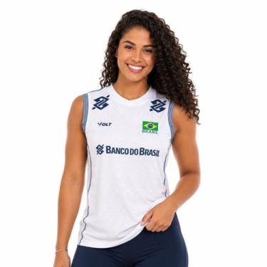 Imagem de Camisa Regata de Vôlei Brasil Oficial 2026 Branca Feminina - Volt, Bra