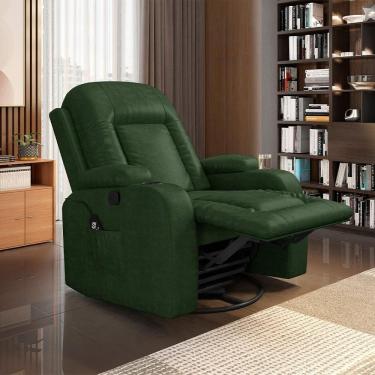 Imagem de Poltrona Reclinável Crihs G23 com Massagem e Aquecimento Corino Verde Gran Belo