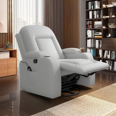 Imagem de Poltrona Reclinável Crihs G23 com Massagem e Aquecimento Pu Branco Gran Belo