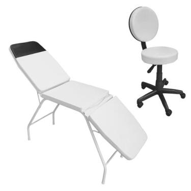 Imagem de Kit Profissional Clínica Estética Maca 3 Posições Mocho Encosto e com 