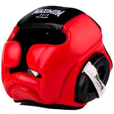 Imagem de Protetor de cabeça muay thai capacete boxe profissional maximum - verm